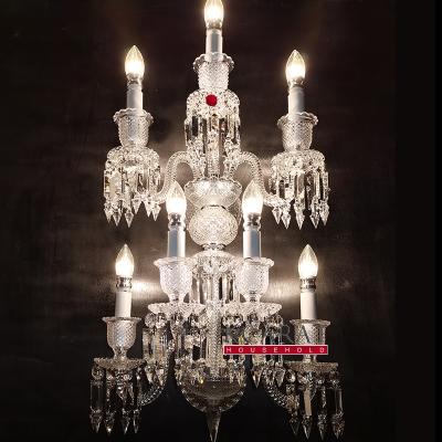 China EUROPEAN luxury crystal wall chandelier for living room 24Pa wall light 7 glass crystal lamps for hotel for sale