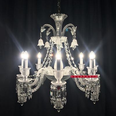 China 8 Clean Decorative Light K9 Chandelier Lamps And Modern Crystal White Color Glass Arm Chandeliers for sale