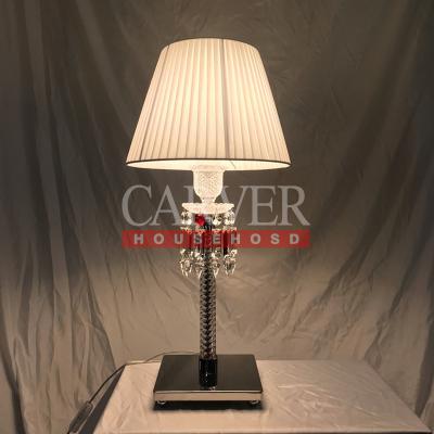 China Modern French Style Table Lamp Luxury Luxury Crystal Table Lamp for Bed Room with Fabric Lampshade for sale