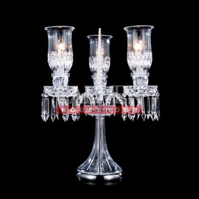 China EUROPEAN high quality crystal candle holder with French luxury crystal glass shade table lamp 3 lights for living room for sale