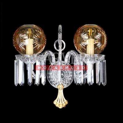 China High Quality Crystal Glass Arms 24pa Chandelier Wall Lamp Wall Light For Residential Double Lights With Glass Shade for sale