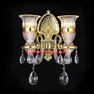 China EUROPEAN Crystal Chandelier Wall Lamp With Glass Shade High Quality Wall Light For Living Room for sale