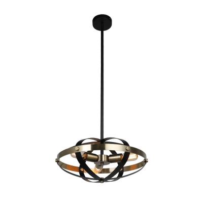 China Modern North Europe Post Designer Home Hanging 3 Heads Black Color Antique Brass Iron Led Pendant Light for sale