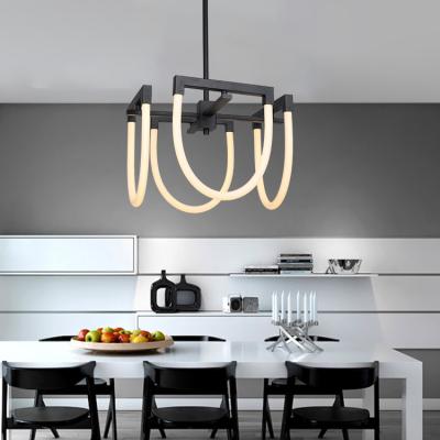 China Modern Super Bright Home Bedroom Iron Black Hanging Led Chandelier Pendant Lamp for sale