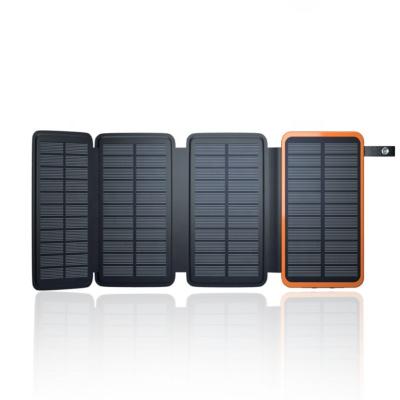 China Waterproof 24000mAh 25000mAh 3 Waterproof Foldable 4 Panel Charging Power Bank Solar Charger with Led Light for Outdoor Mobile Phone for sale