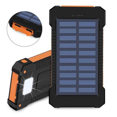 China Solar Panel Charge 20000 mAh Solar Panel Power Bank Energy Operated Portable Charger Mobile Cell Phone Battery 20000mah Waterproof With Flash Light for sale