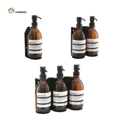 China Hot New Promotion Style Convenient Shampoo Dispenser Manual Shower Gel Soap Dispenser Triple Bottle Wall Mount Soap Dispenser for sale