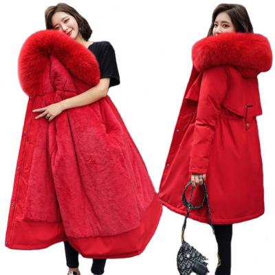 China Other New Winter Women's Long Cotton-padded Jacket Fur Collar Plus Size Cotton-padded Jacket Coat for sale