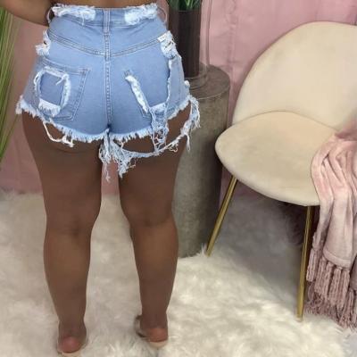 China Plus Size Ins Summer Style Joggers Shorts Jeans With Hole Lady Zipped Button Tassel Denim Shorts 2021 for sale