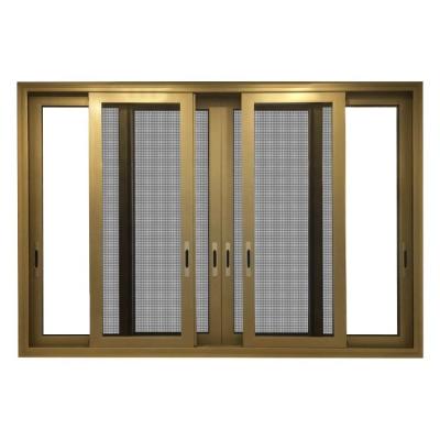 China Folding Screen Champagne Color Powder Coating Cheap Price Aluminum Sliding Window for sale