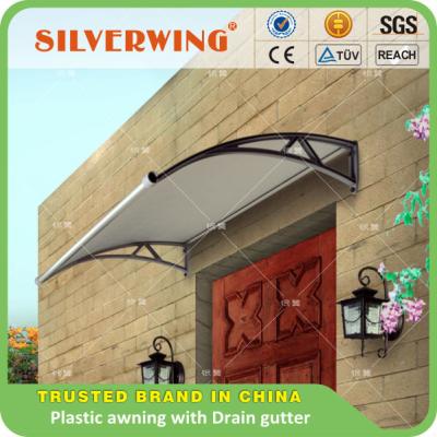 China New Improved Plastic Euro Design PP Polycarbonate Sheet Window Awning Brackets With Water Drain Aluminum Gutter Profiles for sale