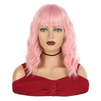 China Factory Wholesale Short Deep Synthetic Wigs Ladies Wavy Hair Short Deep Curly Synthetic Wigs for sale