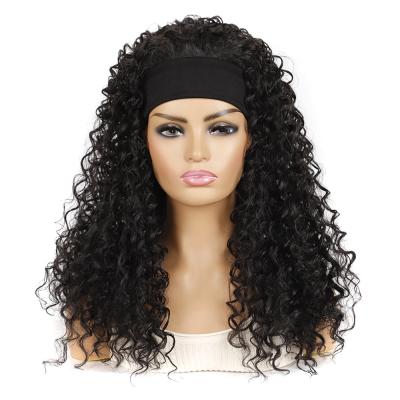 China 2021 Fashion Silky Straight Synthetic Hot Wave Kinky Curly Black Wig In Stock Factory Direct Sale For Black Women for sale