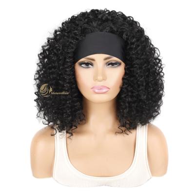 China New Arrival Meiwei Curl Headband Kinky Kinky Short Curly Style Wig Black Color In Stock For Black Women for sale