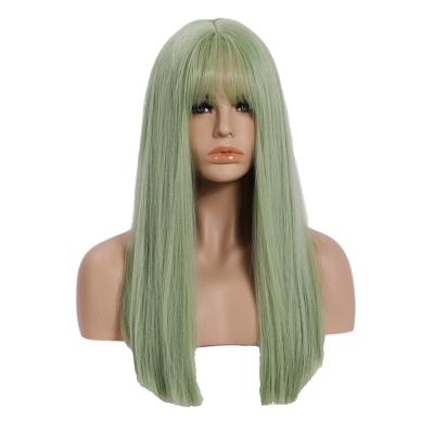 China Silky Straight Meiwei Wave Factory Custom 18 Inch Short Green Cosplay Wig Straight Style With Bangs for sale