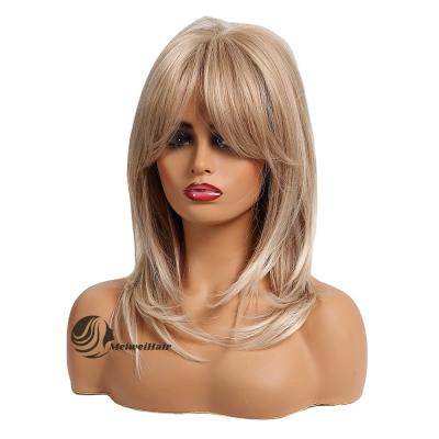 China New Arrival Silky Straight Fashionable Pastel Synthetic Wigs Meiwei Wave Ombre Heat Resistant Hair Colors In Factory Stock Sale Directly for sale