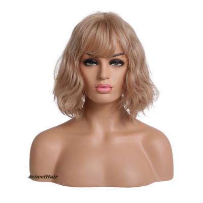 China Silky Straight Wave Meiwei Natural Hair Wigs For Color Women Short Wavy Style With Bangs Curly Brown Wig for sale