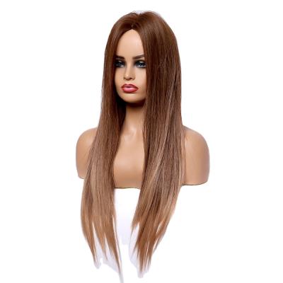 China Long Quality Water Wave Fiber Hair Mix Natural Straight Heat Resistant Wigs Synthetic Hair Wig For Female for sale