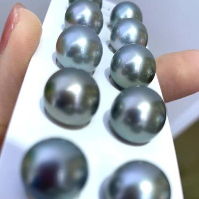 China Jewelry Making 10-11mm AAA Loose Seawater Good Quality Peacock Green Wholesale Tahitian Black Pearls for sale