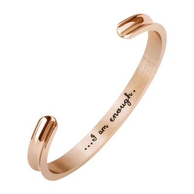 China 2020 New Arrivals FASHION Jewelry Engraved Stainless Steel Cuff Bangle Bracelet Custom Women European and American Style Letterin for sale