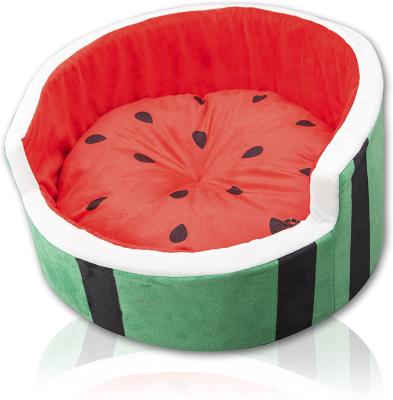 China Viable Shape Winter Cute Watermelon Nest Fruit Pet House Kennel Warm Cat Dog Bed for sale