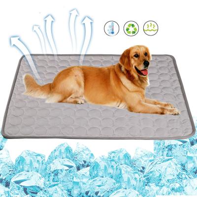 China Hot Selling Amazon Dog Cat Mat Soft Ice Cooling Dogs New Silk Cats Cool Summer Reusable Pet Cooling Pad Pet Ice Cooling Mat for sale