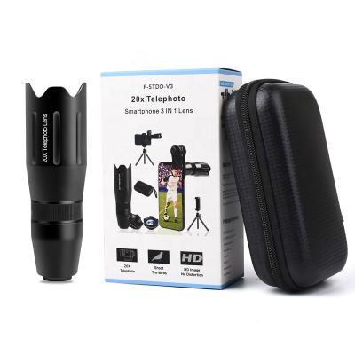 China detachable & sustainable& New Design 20x Telephoto Telephoto 3-in-1 Long Distance Kit Telescope Set Mobile Phone Monocular Lens Macro Wide Angle for sale