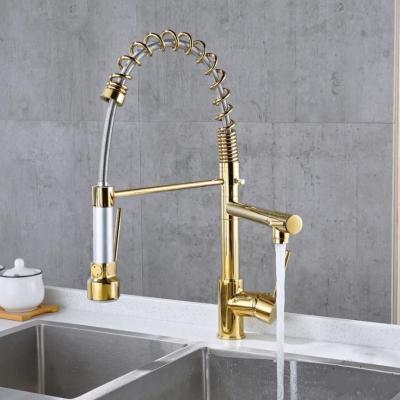 China Modern Brass Sink Faucets Deck Mounted Black Pull Out Kitchen Faucet Gold Kitchen Faucet for sale