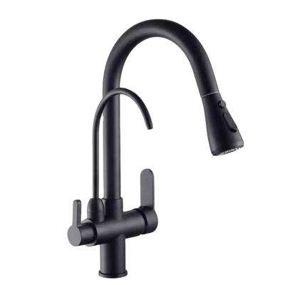 China Pull Out New Model Commercial Kitchen Faucets Spray Deck Mounted Matte Black Drinking Water Kitchen Faucet for sale