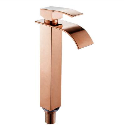 China Wholesale Modern Basin Faucet For Mixer Rose Gold Tall Basin Brass Bathroom Basin Faucets for sale