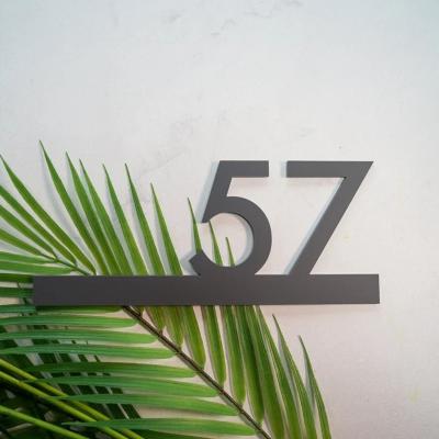 China Buildings Customized Modern Size Matte Black Acrylic Outdoor House Number Sign 2D Address Plaques For Home Door Plate for sale