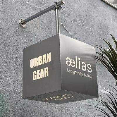 China Stainless Steel LED Channel Buildings Store Light Box Rotatable Custom Light Store Front Outdoor Logo Hanging Wall Led Business Logo Box Sig for sale