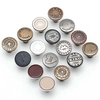 China Washable High Quality Buttons Manufacturer Custom Logo Snap Buttons Embossed Metal Jeans Button For Clothes for sale