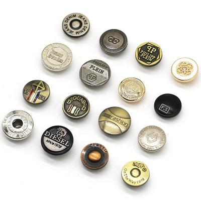 China Washable Custom Brand Metal Buttons Gold Metal Shank Button Metal Alloy Buttons Jeans For Denim Jacket Botton for sale