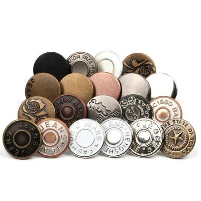 China Sustainable Custom Shaped Metal Buttons Gold Metal Shank Button Metal Alloy Buttons Jeans For Denim Jacket Botton for sale