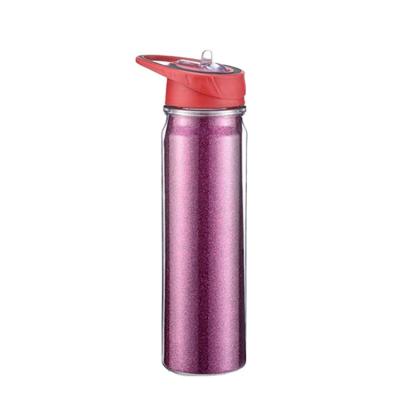 China Sustainable BPA Free 600ml Double Wall Tritan Plastic Water Bottle With Straw And Handle for sale