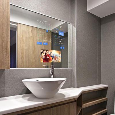 China Magnifying waterproof led smart mirror for frameless bathroom mirror screen and advertising screen for sale