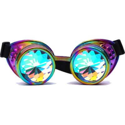 China Hot Selling Fashion Sunglasses Steampunk Kaleidoscope Lens Colorful Diffracted Sunglasses Shape Halloween Party Sunglasses for sale