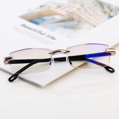 China Hot Selling Stylish Comfortable Stylish Comfortable And Not Easily To Deform And Not Easily To Deform Cheap Unisex Rimless Blue Light Anti Glasses Fashion Women Reading Glasses Men for sale