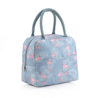 China Factory direct sale fabeic oxford aluminum foil thickened flamingo insulation lunch box bag to work with portable lunch bento bag for sale