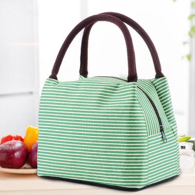 China fabeic Thick Lunch Box Bag Insulation Aluminum Foil Bag Oxford Cloth Oxford Stripe Fashion Korean Student With Rice Lunch Bag for sale