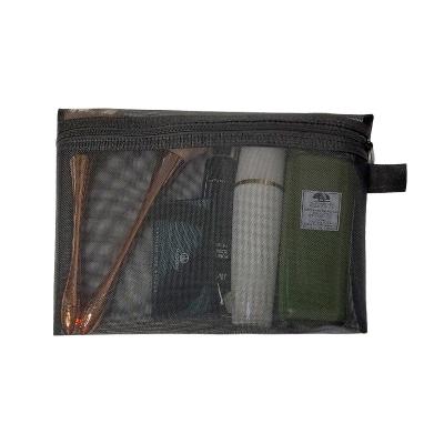 China Fashion transparent gauze mesh storage bag large capacity aviation washing bag transparent black portable gauze bag pressure heavy duty wear for sale