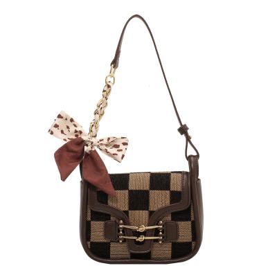 China Fashion 2021 autumn/winter new chessboard cross-body bag is advanced, stylish, one-shoulder, small square bag for sale