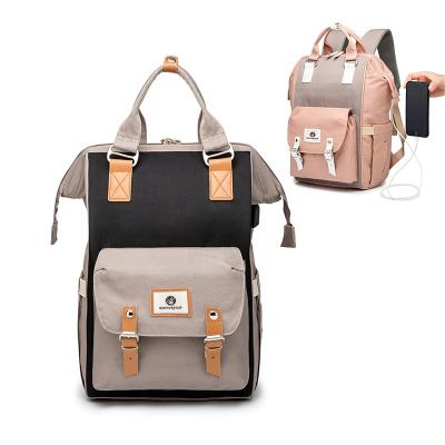 China With New Fashion USB Mother Backpack Diaper Bag Travel Bag Large Capacity Baby Backpack With USB Function for sale