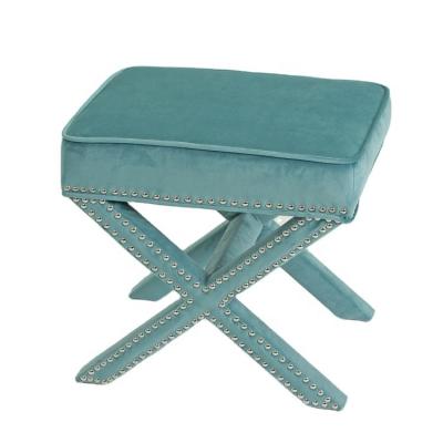 China 2020 popular home style modern colorful storage fabric dining furniture naillhead design stool (KY-3398) for sale