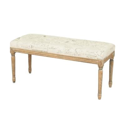 China Rustinc 2020 Popular Home Style Antique Hand Carved Solid Wood Tufted Bedroom Furniture Fabric Shoe Stool/Long Bench for sale