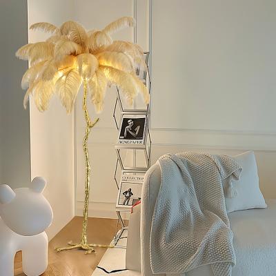 China New Home Cheap Modern Hotel Decoration Standard Tree Lights Feather Floor Lamp For Hotel For Living Room for sale