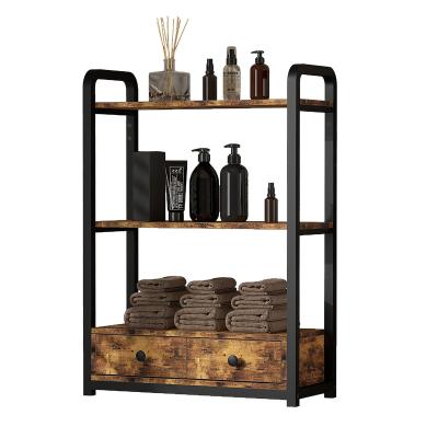 China Modern FSB 3-Tier Bathroom Wall Mounted Rack Three Shelf Three Drawers Metal Shelves Storage Unit Rack for sale