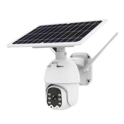 China 4G Siren Built-in Solar Camera 1080P PIR Alarm Motion Detection PTZ P2P Solar Battery Powered Outdoor CCTV Camera for sale