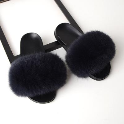 China 2021 new foreign trade fashion fox fur adult European and American border female summer use real Mao Mao fur slippers for sale